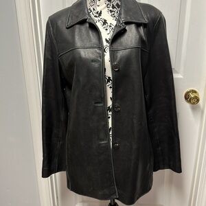 Marc New York Andrew Marc genuine leather button jacket men Large Black